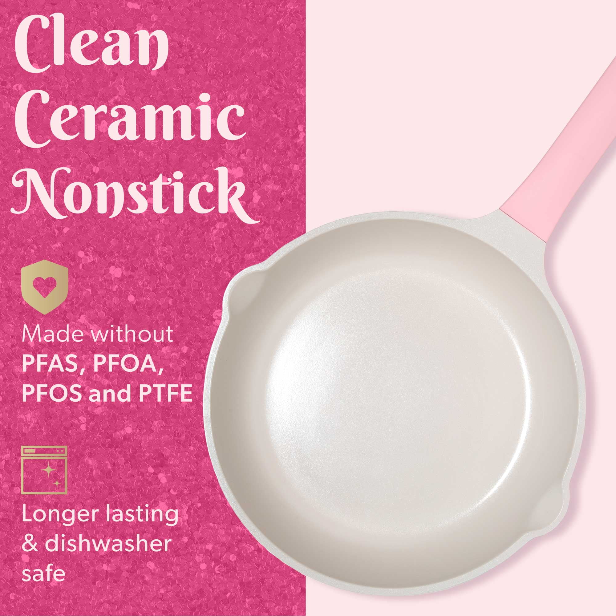 Paris Hilton Breakfast Ceramic Nonstick Cookware Set, Includes