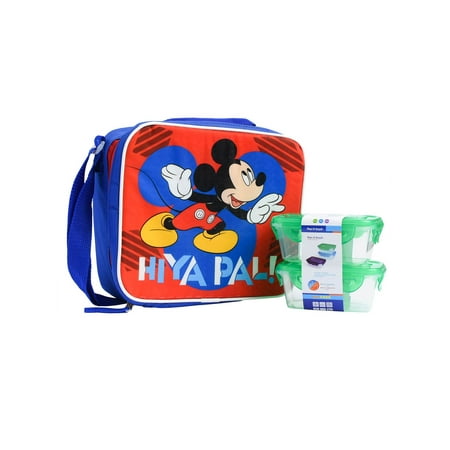 Boys Mickey Mouse Insulated Lunch Bag with Snack Container