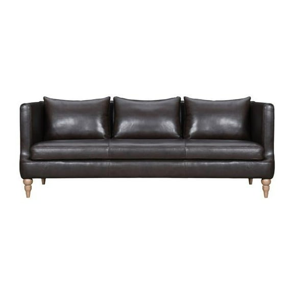 32 x 85 x 37 in. Dark Brown & Brown Leather Sofa