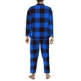 thumbnail image 5 of Bingfone Men'S Pajama Set 2 Piece Loungewear Pjs, Long Sleeve With Pajama Pants-Buffalo Plaid Blue Black, 5 of 9
