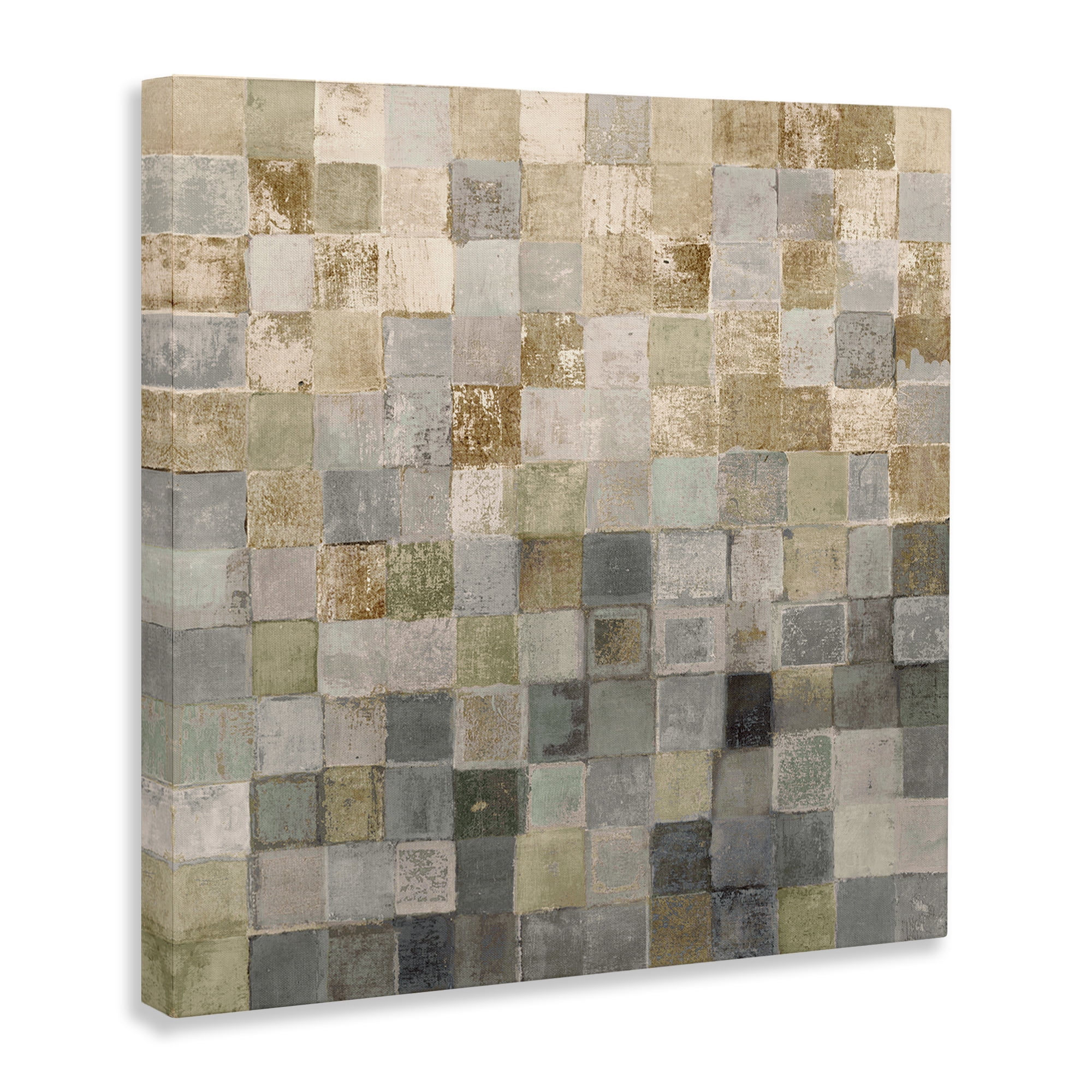 Stupell Industries Alternating Beige & Grey Squares Abstract Painting Gallery Wrapped Canvas Art Print Wall Art, 36 x 36
