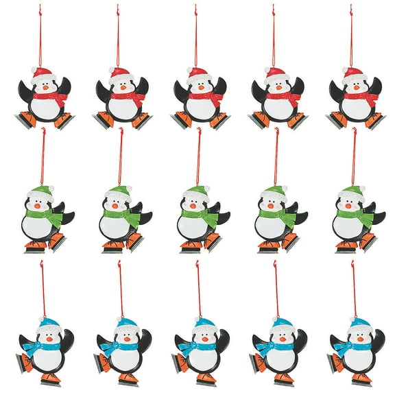 Write-A-Name Skating Penguin Resin Christmas Ornaments Bulk 48 Pc