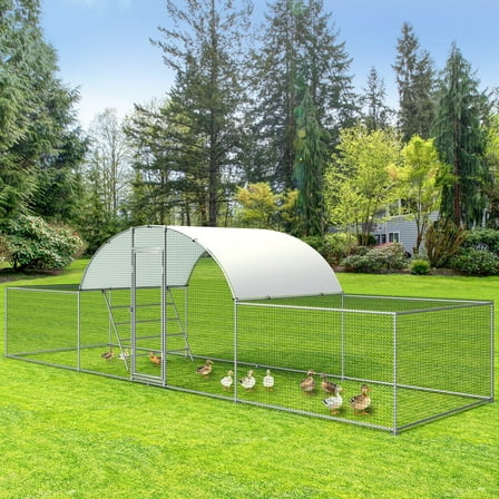 Pirecart Large Metal Chicken Coop, 23x6.6x6.6ft Walk in Poultry Cage Hen Chicken Run House Rabbits Habitat Cage with Chicken Ladder, Waterproof and Anti-Ultraviolet Cover