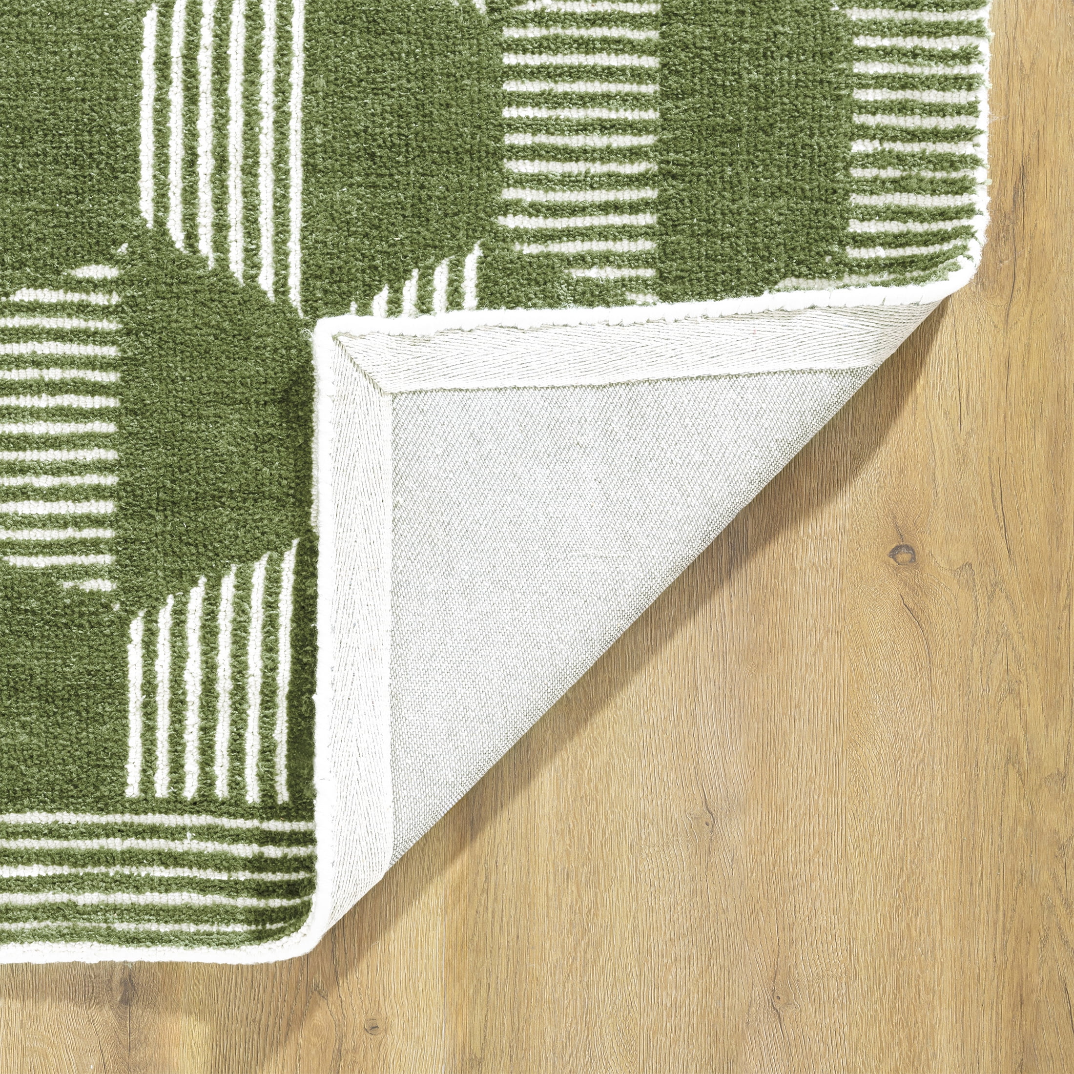 Beautiful Tufted Thyme Green Geometric Stripe Indoor Area Rug by Drew Barrymore, 5' x 7'