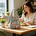 thumbnail image 4 of Insulated Lunch Bag Reusable Hawaii Floral Print Tote Proof Thermal Bag Large Capacity Ideal for Work School Picnics, 4 of 7