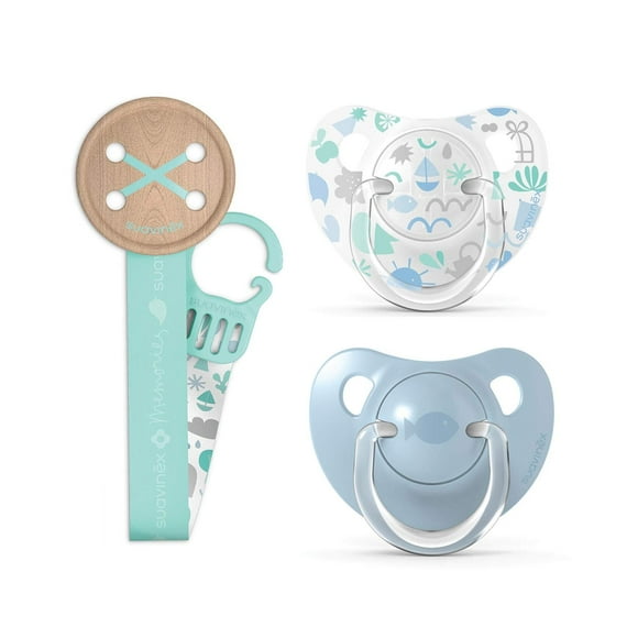 Set de Clip y Chupón Anatómico Suavinex Azul Memories para Bebé multicolor
