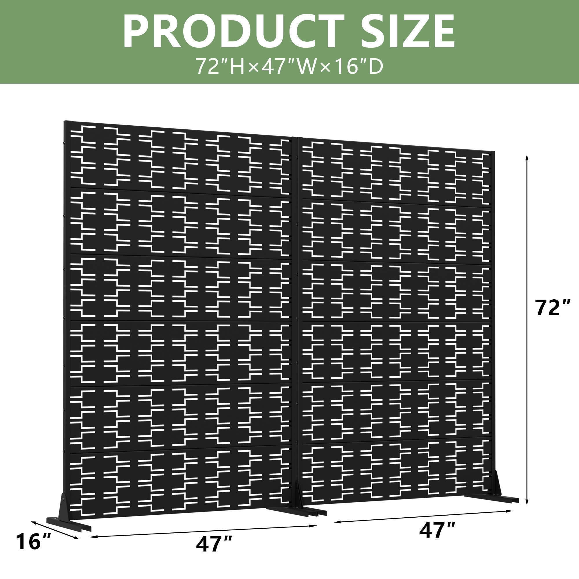 MAYEERTY 72x47 Black Double-sided Outdoor Natural Privacy Panel Screen, 6 Piece Set Natural Folding Divider for Backyard and Garden