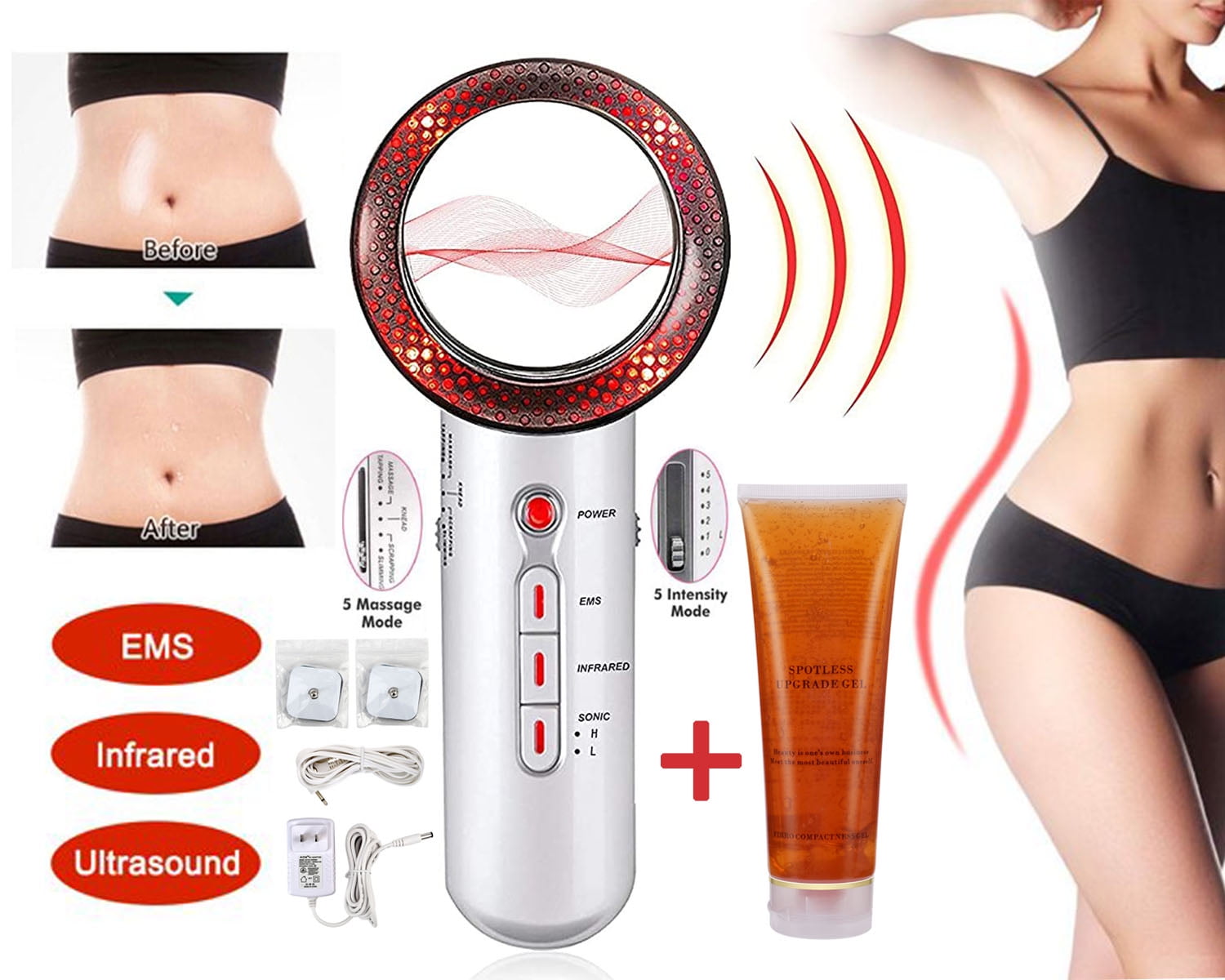 Body Slimming Massager, 3 in 1 Ultrasonic RF Machine Skin Care Weight ...