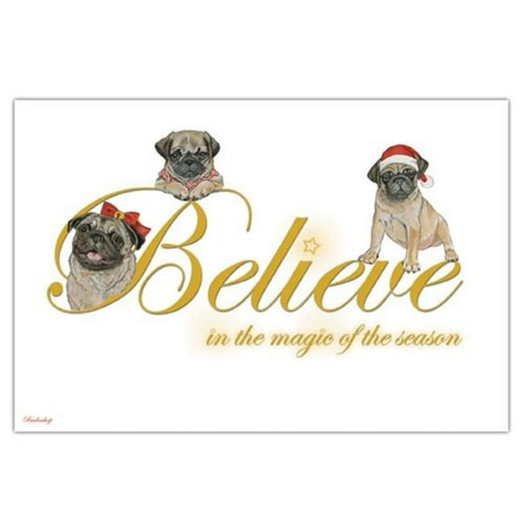Pipsqueak Productions C585 Pug Believe Christmas Boxed Cards - Pack of 10