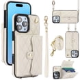 thumbnail image 1 of For Iphone 16 Pro Crossbody Rhombic Horizontal Wallet Leather Phone Case(White),iPhone 13 Pro, 1 of 7