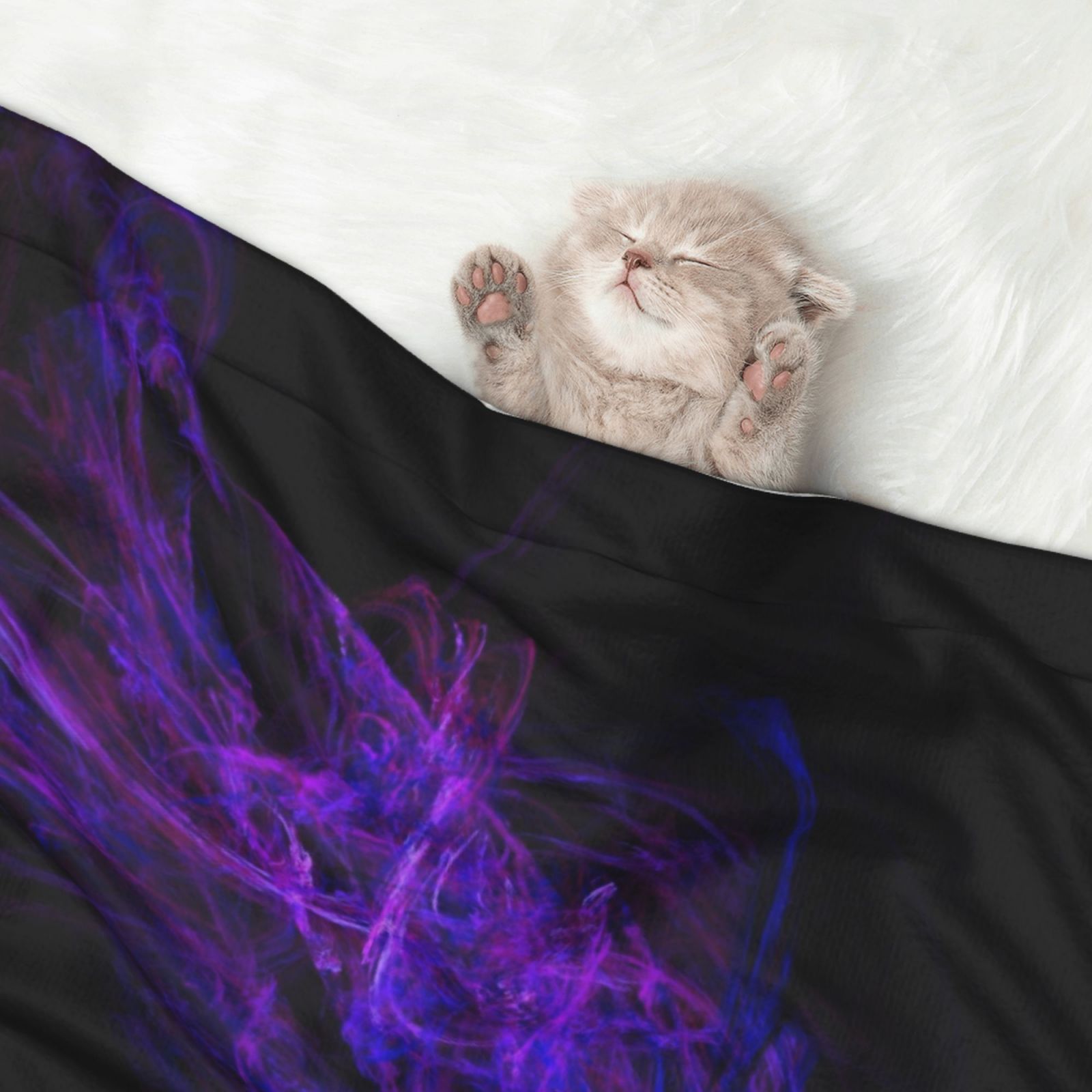 Black Purple Abstract Dog Blanket Soft Warm Flannel Cat Blanket Great Pet Throw for Cats Puppy Small Medium Large Dog