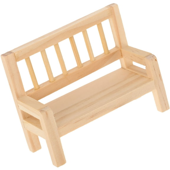 FRCOLOR Mini House Wooden Bench Ornament Garden Bench Model Mini House Exquisite Bench Decor