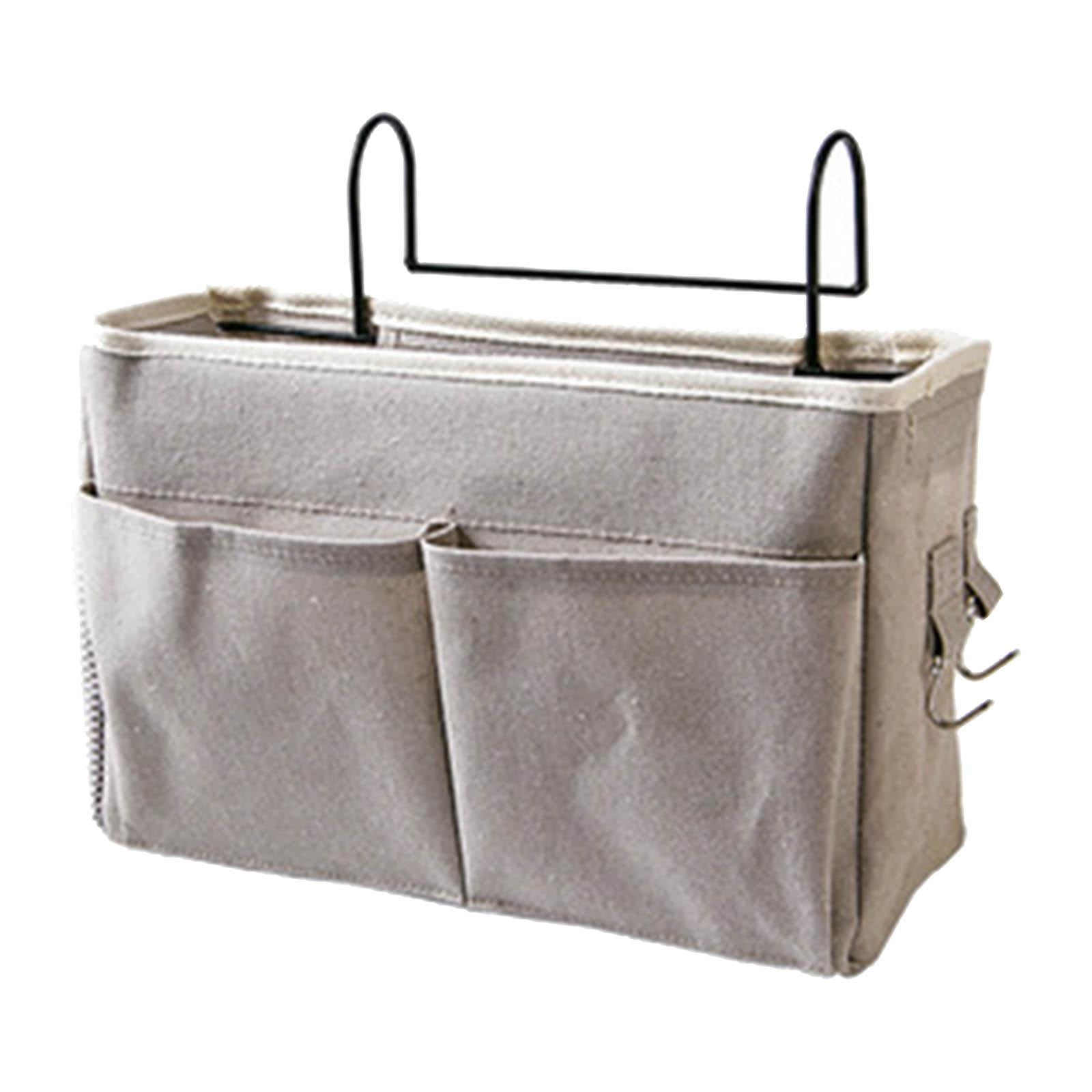 Bedside Caddy Water Bottle Holder 4 Pocket Hanging Organizer Bed Pockets Gray