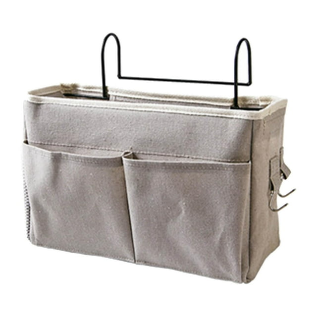 Bolsa de almacenamiento para de noche, 2 ganchos laterales, soporte para botella de agua, bolsillos para cama de teléfono Gris Zulema Carrito de noche