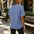 thumbnail image 6 of Women's Casual Crew Neck Short Sleeve Solid Color Denim Pullover Top Soft Lightweight Comfy Versatile Daily Wear Summer Outfits | CSEONE,Light Blue L, 6 of 9