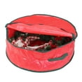 thumbnail image 3 of Northlight 24” Red and Green Christmas Wreath Round Storage Bag with Carrying Handle, 3 of 4