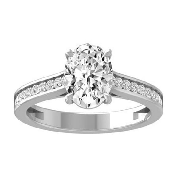Araiya Fine Jewelry 10K White Gold Oval and Round-shape Lab Grown Diamond solitaire Engagement Ring (1 3/4 Cttw, D-F Color, VS1 Clarity) Size 7.5
