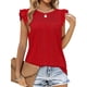 thumbnail image 1 of Blusa de manga con volantes para mujer Ormromra cuello redondo elegante transpirable uso diario, 1 of 6