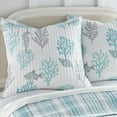 thumbnail image 2 of Levtex Home - Cape Coral - Quilted Euro Shams Set of Two (26 x 26 in.) - Coastal Coral pattern Teal, Grey and White - Cotton Fabric, 2 of 3