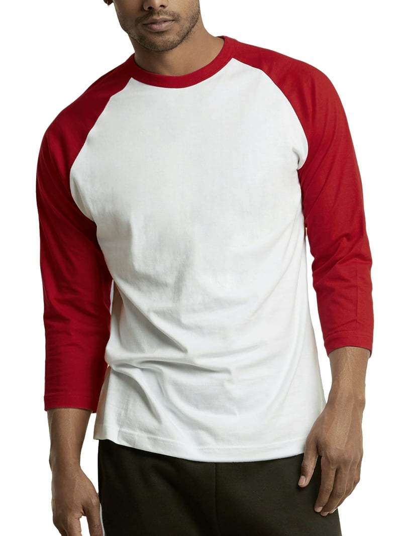 Men's Cotton 3/4 Sleeve Casual Raglan Baseball Tee Shirt, Adult