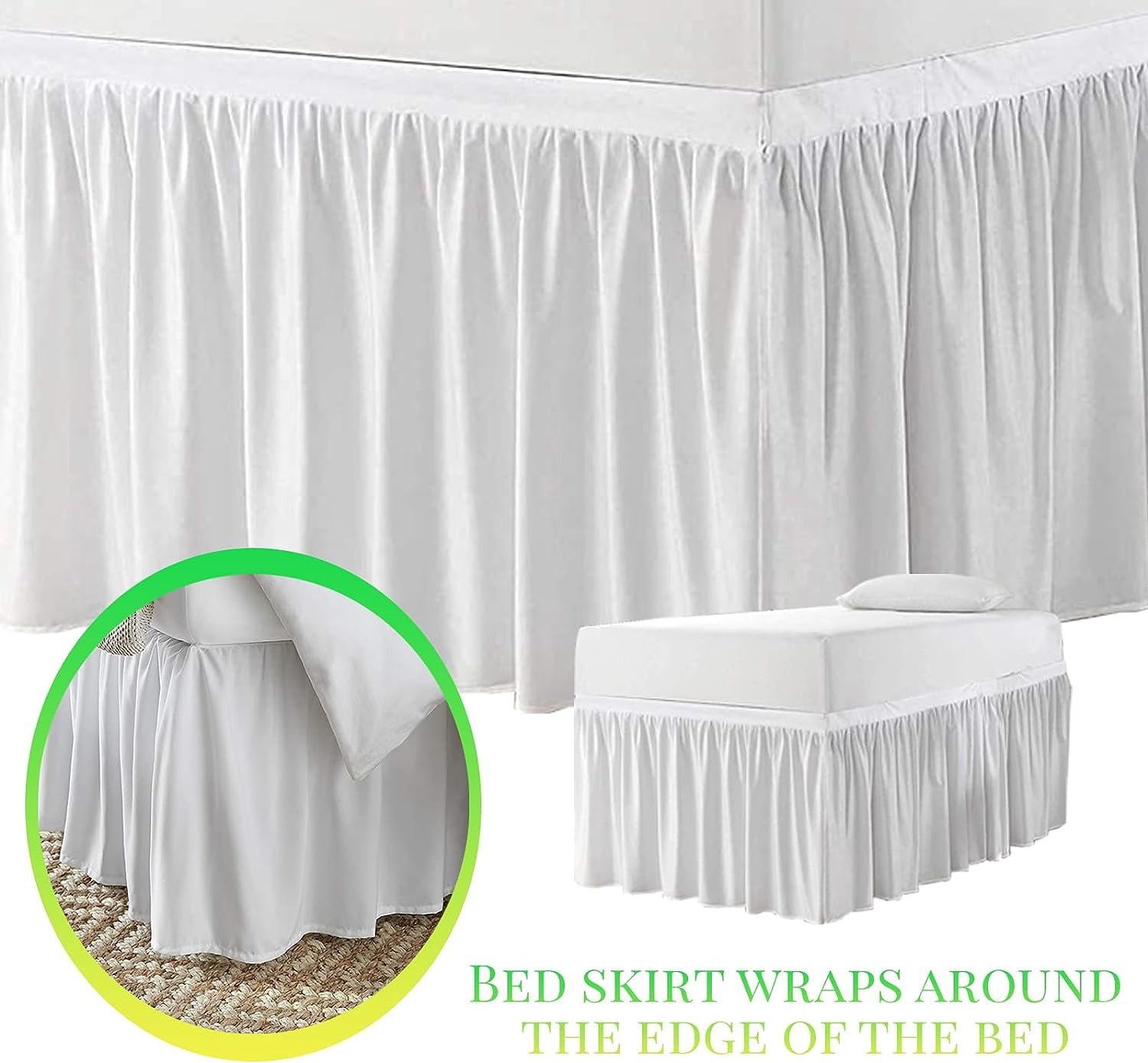 Dorm Room Bed Skirt, 32/36" Drop Long Dorm Room Bed Skirt College Dorm Bed Skirt, Ruffled Dorm Sized College Dorm Bed Skirt