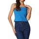 thumbnail image 1 of INSPIRAR CHIC Top sin mangas de corte cuadrado con tirantes anchos y borde de lechuga, casual, floral, talla XL, azul, 1 of 1