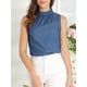 thumbnail image 5 of INSPIRAR CHIC Blusa sin mangas con cuello alto y volantes para mujer 2XL Azul, 5 of 7