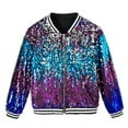 thumbnail image 4 of LOLANTA Girls Sequin Jacket Long Sleeve Kids Bomber Coats with Pockets Spring Fall Outfits, 4 of 6