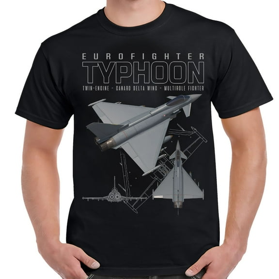 Typhoon Eurofighter Schematic - Black Adult Shirt-Medium
