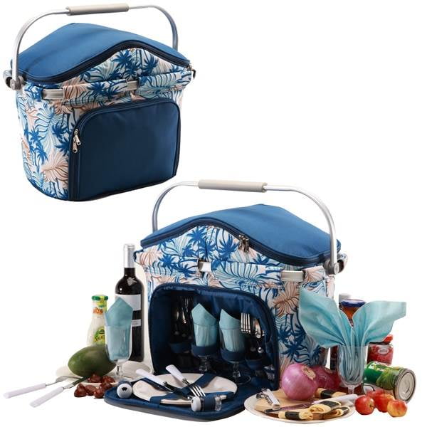 Foldaway Picnic Cooler Basket w Aluminum Frame