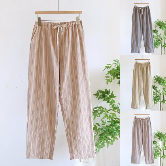 Asxite Mens Pajama Pants Solid Striped Casual Home Long Sleep Pants