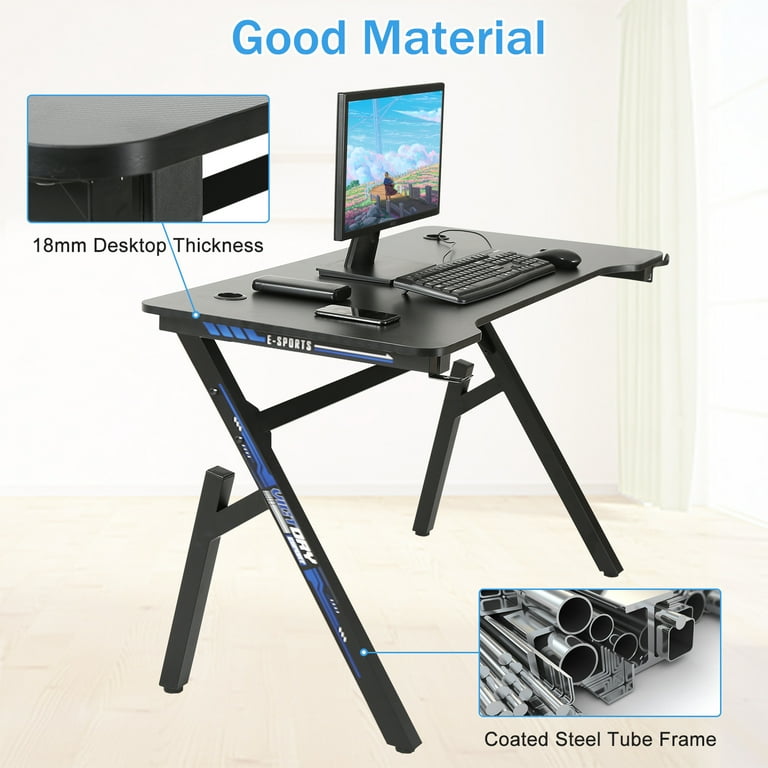 It's_Organized Gaming Desk 47 inch K-Frame Design Computer Desk, Home  Office Desk Table Professional Gamer Workstation with Cup Holder Headphone  Hook