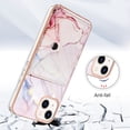 thumbnail image 2 of Slim Wallet Design for iPhone 15 Plus Case with Card Holder, Marble Pattern Back Flip Case PU Leather Kickstand Card Slots Magnetic Clasp Shockproof Anti-fall for iPhone 15 Plus, Marble #2, 2 of 5