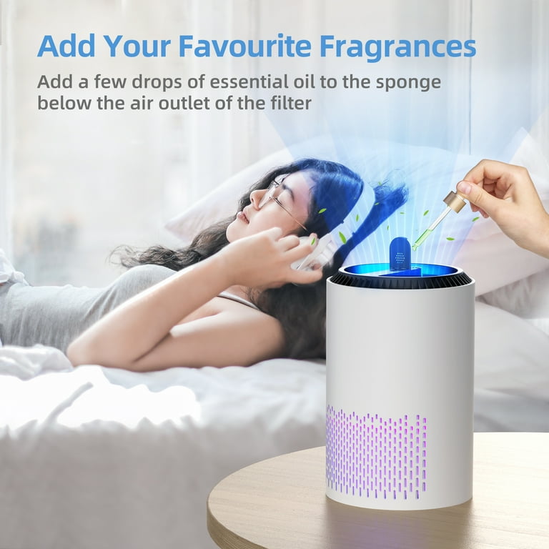 Kloudi Air Purifier for Home with HEPA Fliter 3 Speeds Fan Air Cleaner for Bedroom Office Living Room 215 Sq. Ft White