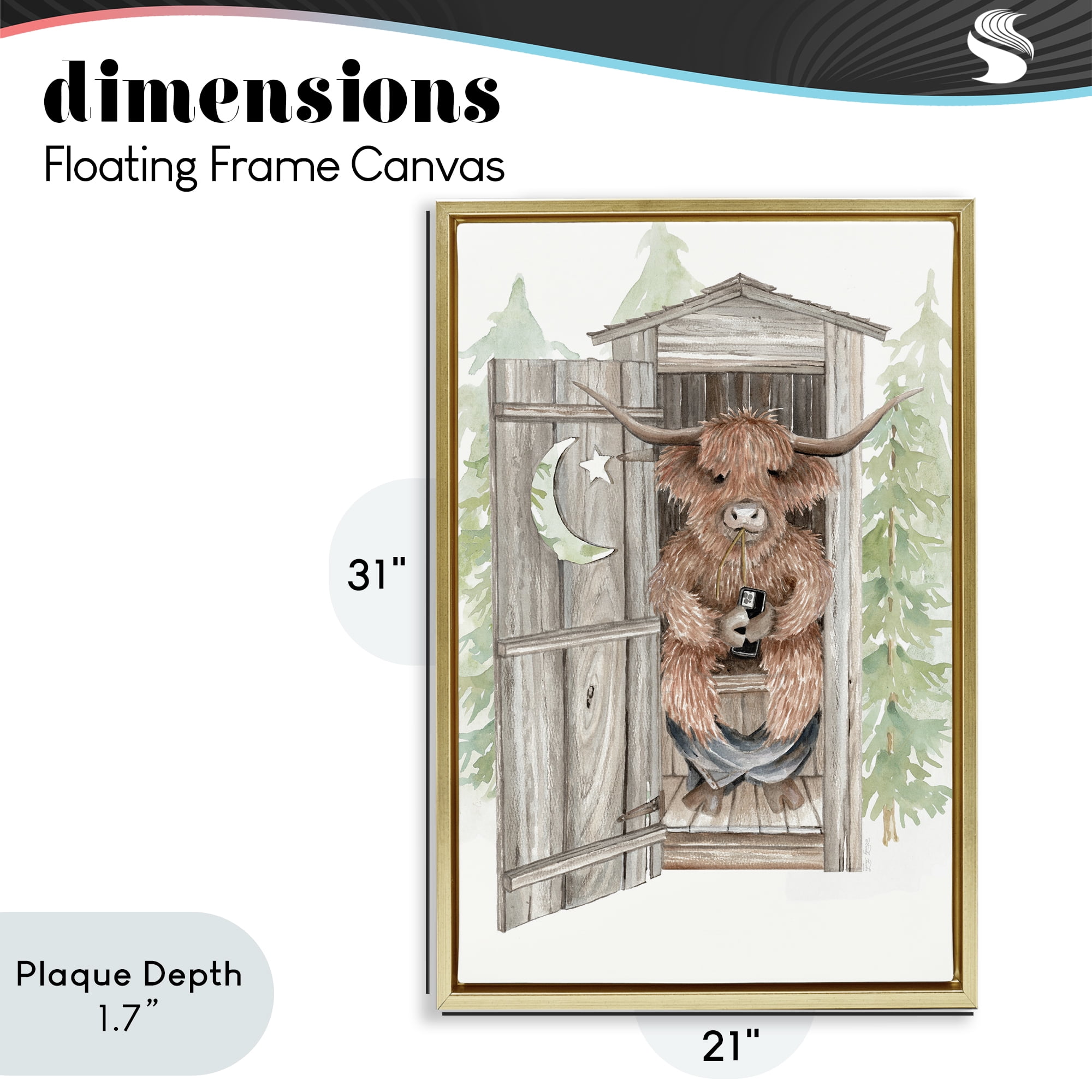 Stupell Industries Lost In Scroll Outhouse Gold Framed Floater Canvas Wall Art, design by Cindy Jacobs