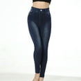 thumbnail image 3 of Dyegold Jean Leggings for Women Denim Print Fake Jeans Look Like Leggings Sexy Stretchy High Waist Slim Skinny Jeggings Capri, 3 of 5
