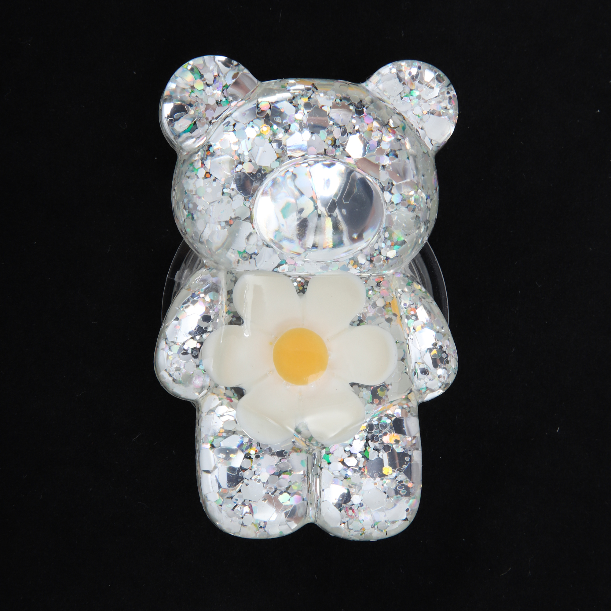 Unique Bargains Bear High-Shine Hexapetalous Flower Phone Grip White