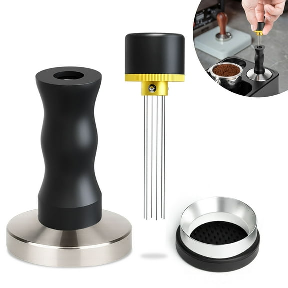 Professional 2-in-1 Espresso Tamper Kit 51mm | Aluminum Handle & Stainless Steel Base Coffee Tamper Set for Home Baristas & Espresso Lovers
