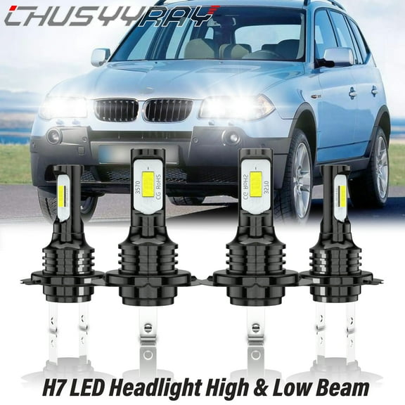 For BMW X3 2004-2014 LED Headlight High Low Beam Bulbs Upgrade Kit 6000K Crystal White 4 Pack