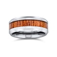 thumbnail image 2 of Bling Jewelry Mens Titanium Wedding Band Ring with Koa Wood Inlay and Silver Tone Comfort Fit, 2 of 4