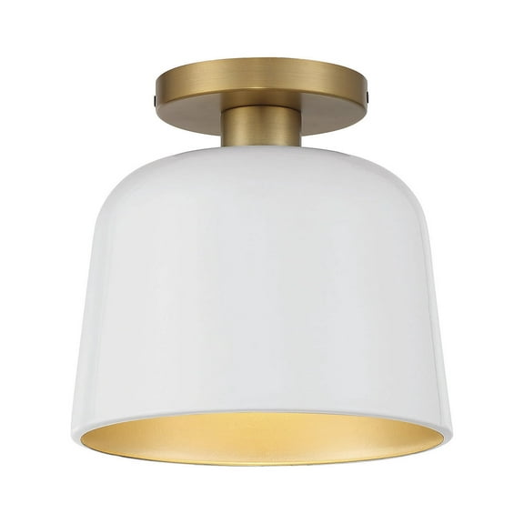 Trade Winds Nora 1-Light Ceiling Light in White with Natural Brass