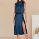 thumbnail image 3 of ICHUANYI Vestido de mujer a la moda, sin mangas, suelto, sin mangas, liso, hasta la rodilla, vestido dividido ICHUANYI WER202308214228, 3 of 8