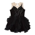 thumbnail image 4 of iixpin Kids Girls Lyrical Dance Dress Mesh Spliced Sleeveless Figure Skating Dresses Competition Dancewear Black 14, 4 of 6