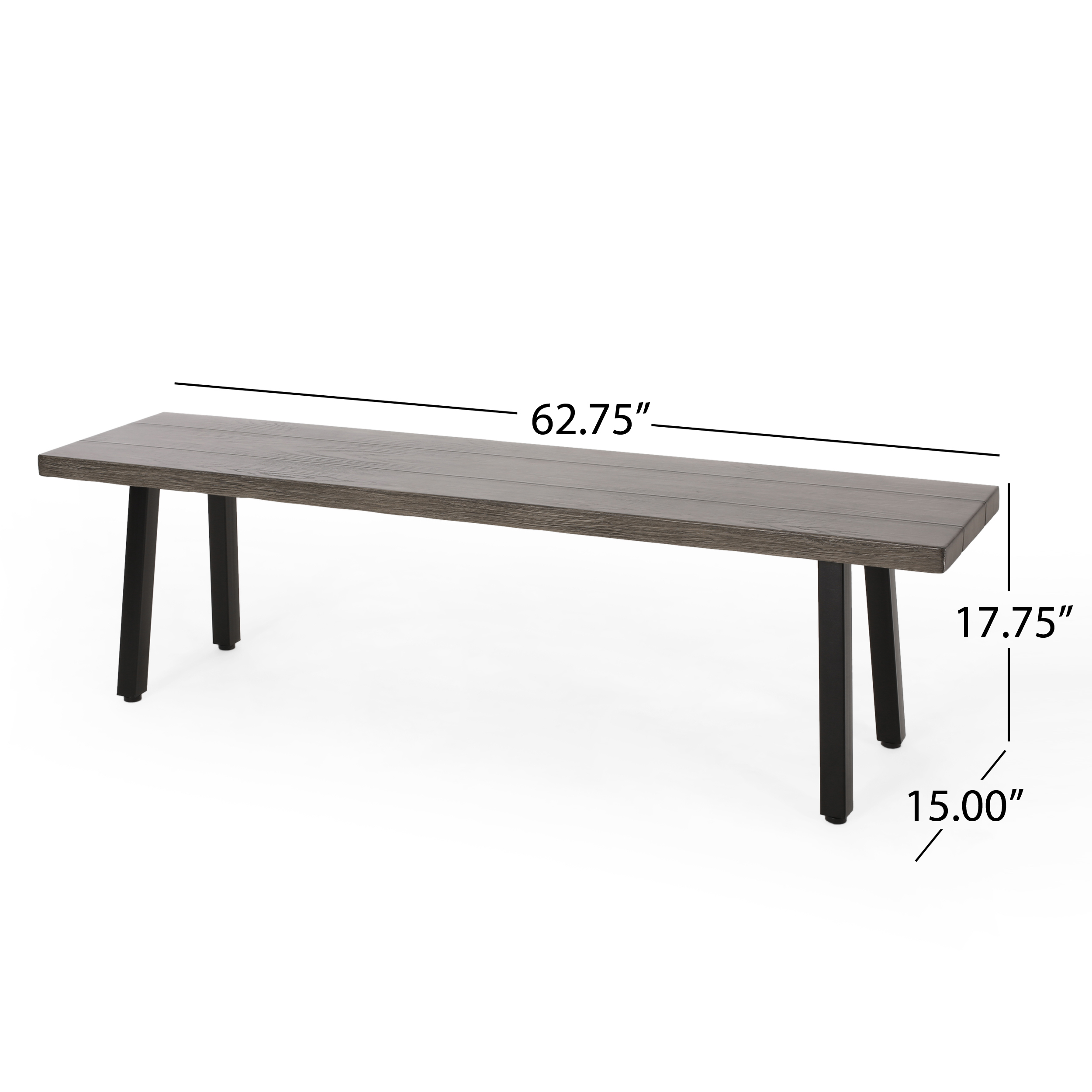 GDF Studio Altair Outdoor Modern Industrial 3 Piece Aluminum Dining Set with Benches, Gray and Matte Black - image 4 of 13