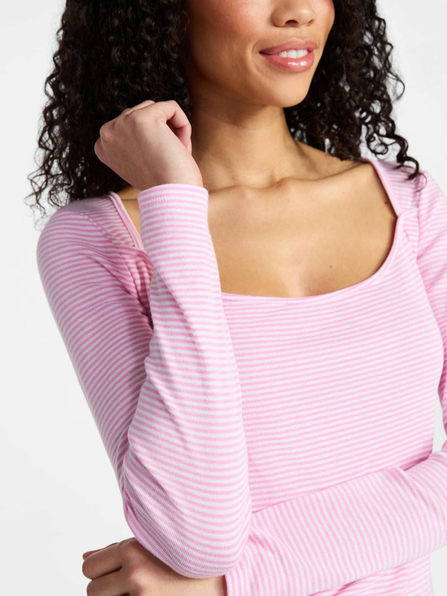 No Boundaries 90s Square Neck Top, Women’s XXS-XXL