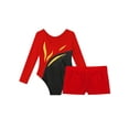 thumbnail image 6 of YEAHDOR Kids Girls Gymnastics Workout Outfit Long Sleeve Shiny Rhinestones Leotard with Boy-cut Shorts Dance Suit Red 8, 6 of 7