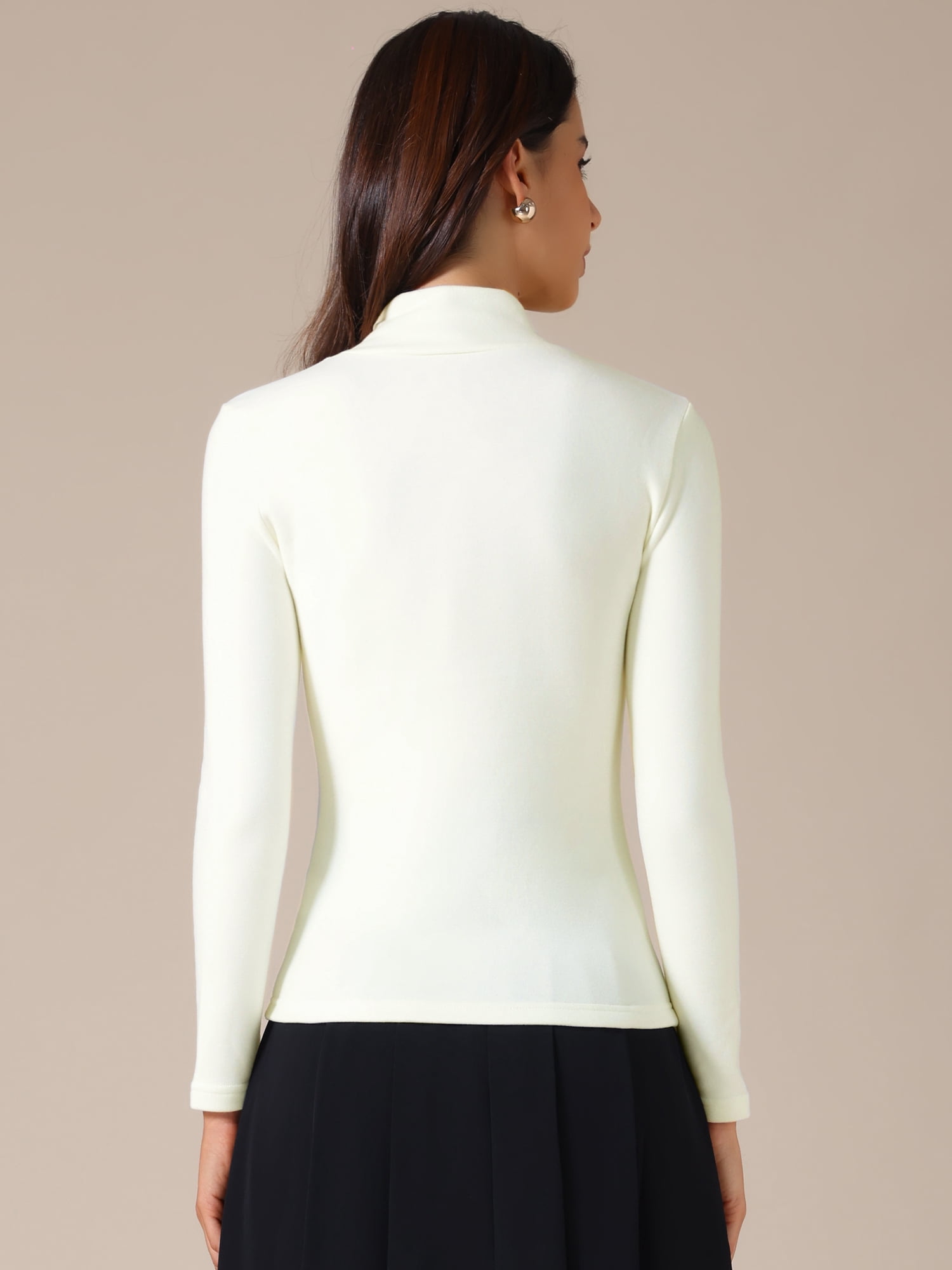 DARING DIVA Women's Basic Long Sleeve Solid Color Thermal Shirts XS White