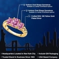 thumbnail image 2 of Gem Stone King 18K Yellow Gold Plated Silver Pink Moissanite Filigree Style 3 Stone Ring for Women (2.30 Cttw, Oval 8X6MM and 6X4MM, Available in Size 5, 6, 7, 8, 9), 2 of 6
