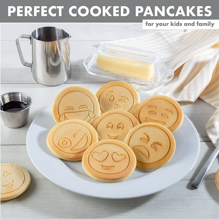Emoji Smiley Face Pancake Pan - Non-stick Pan Cake Griddle with 7 Unique  Flapjax