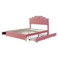 thumbnail image 4 of Upholstered Platform Bed with LED Lights and 4 Drawers, Queen Size Platform Bed Frame with Tufted Headboard and Irregular Metal Legs, Queen Bed for Boys Girls Adults, No Box Spring Needed, Pink, 4 of 7